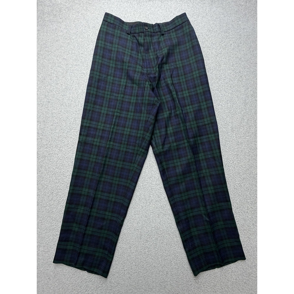 J.Crew Dress Pants Mens 30x30 Green Tartan Plaid Wool Flannel Lined Preppy
